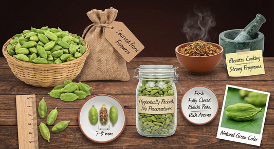 Choti Elaichi - Masale ki queen! | Green Cardamom (Choti Elaichi) Whole | 7-8mm Bold Pods | 100% Natural & High Essential Oil Content – Farm Fresh Whole Spices  (Not polished) 100 grams