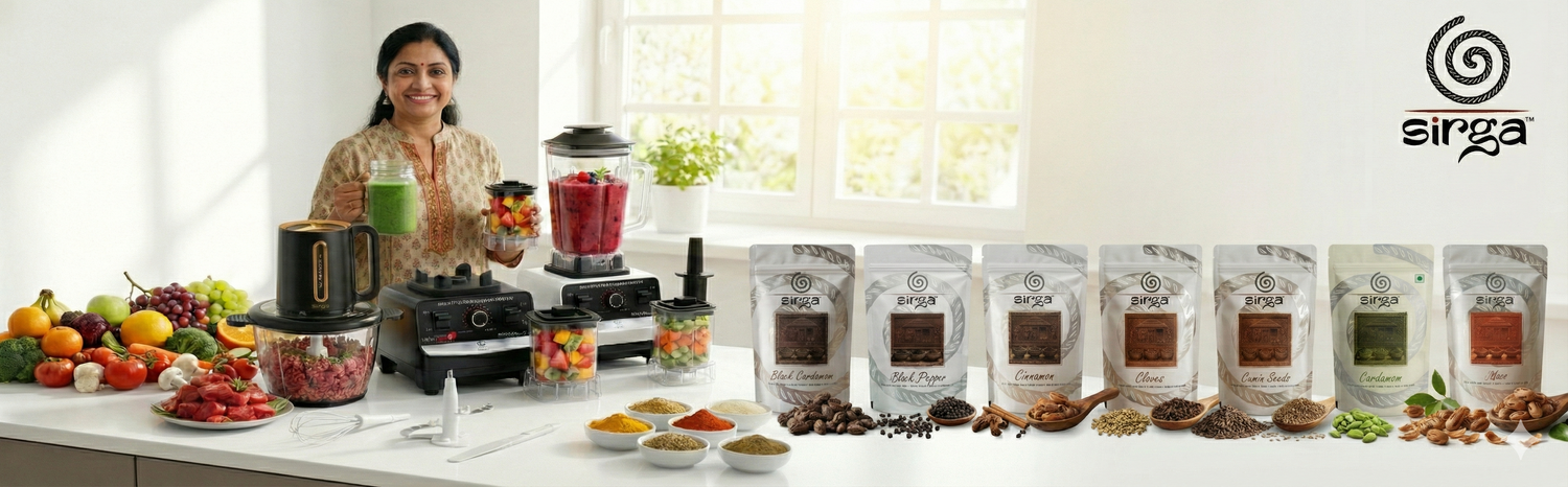 Sirga offers a wide range of premium quality farm-fresh high aroma Indian spices, gourmet coffee, and powerful kitchen appliance like mixers, grinders & choppers. Get dishwasher pods & home essentials. Premium quality with Free Shipping & COD.