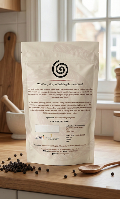 Kali Mirch (Black Pepper Whole) | 6-8mm Bold Berries – Super Strong Aroma & High Essential Oil – Farm Fresh Whole Spices  (Not polished) 100g