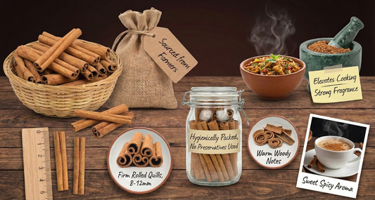 Dalchini (Premium Cinnamon Sticks) Whole| Sweet Spicy Aroma | Firm Rolled Quills | Natural, Preservative-Free & Farm Sourced - 100g