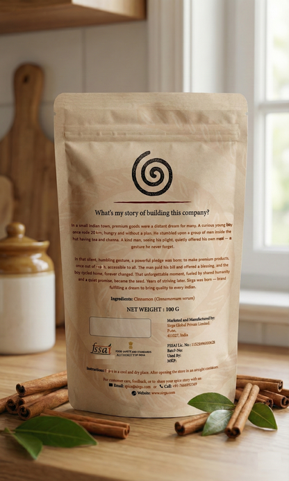 Dalchini (Premium Cinnamon Sticks) Whole| Sweet Spicy Aroma | Firm Rolled Quills | Natural, Preservative-Free & Farm Sourced - 100g