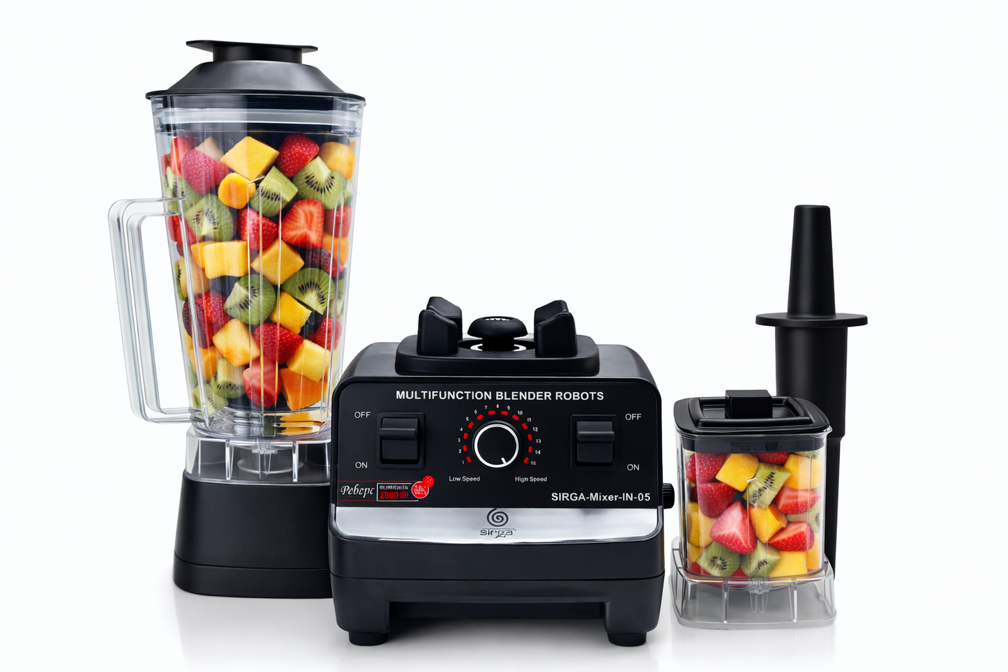 Sirga 2000W heavy duty mixer grinder blender in black with stainless steel blades and premium finish