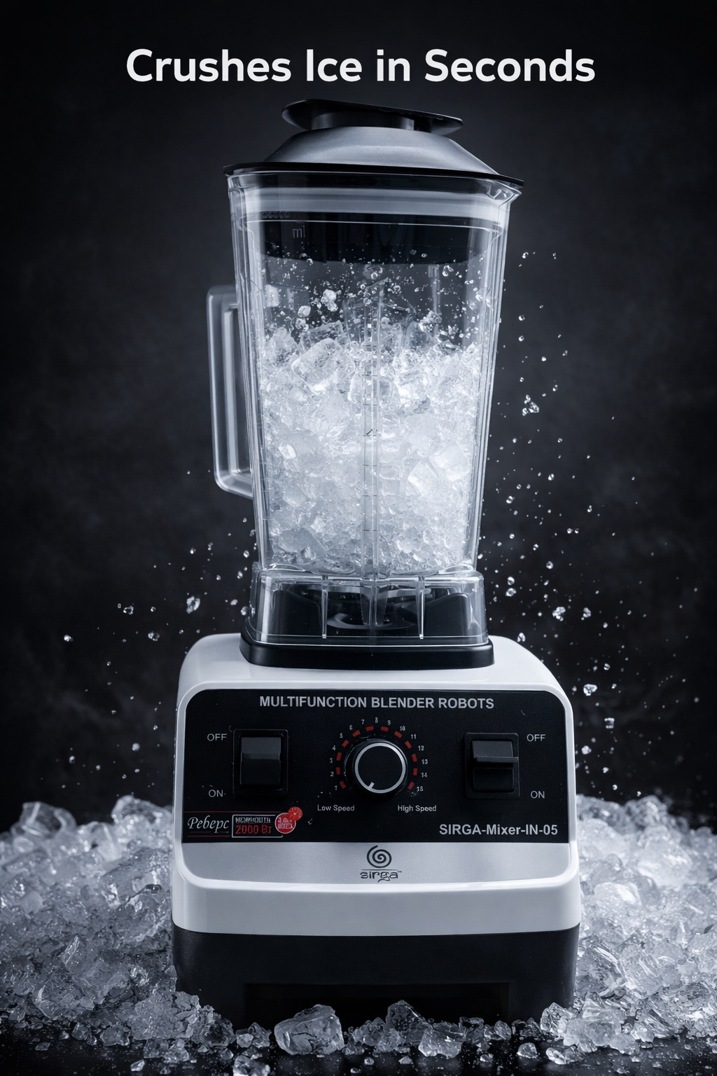 Sirga 2000W mixer grinder crushing ice easily with powerful motor and sharp stainless steel blades