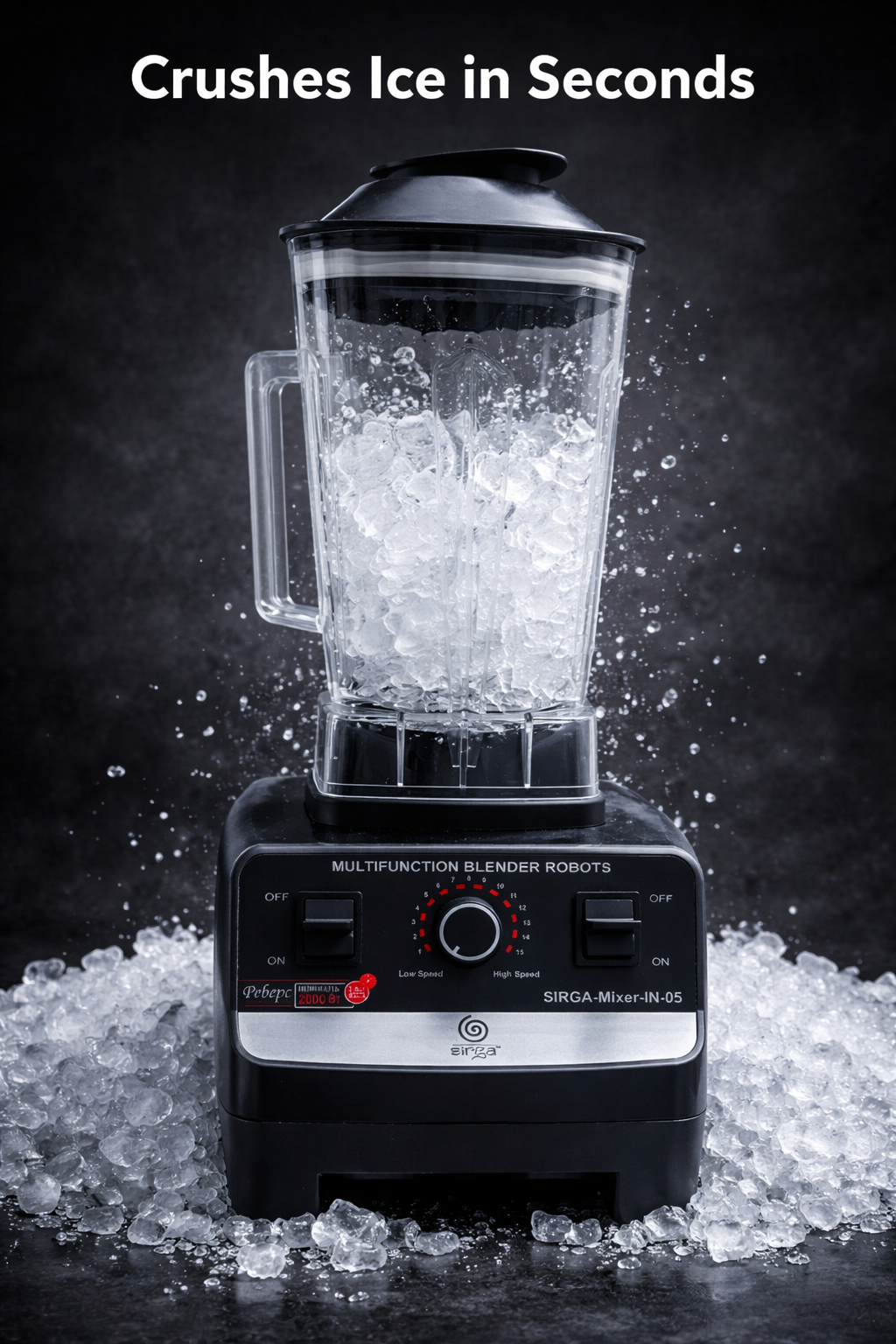 Sirga 2000W mixer grinder crushing ice easily with powerful motor and sharp stainless steel blades