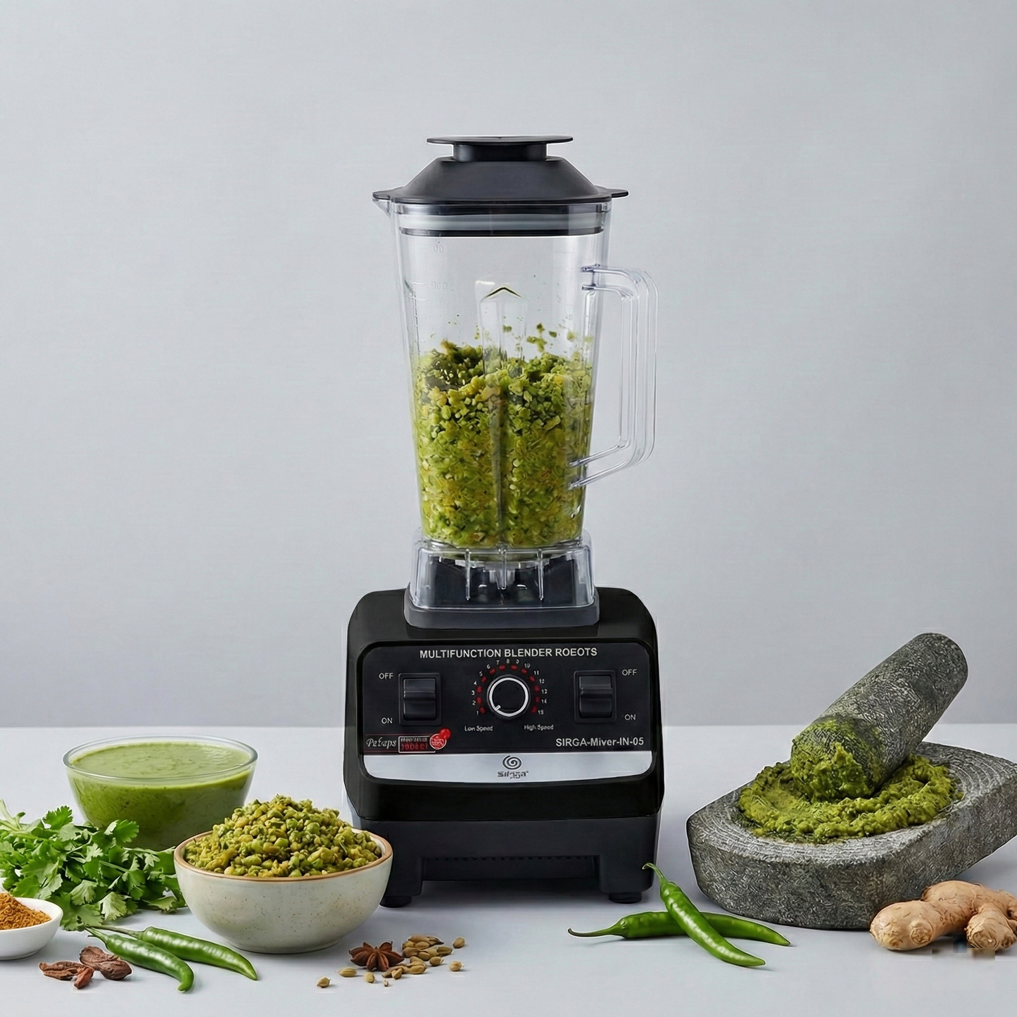 Sirga mixer grinder preparing smooth chutney with consistent texture and high grinding power, same like sil batta