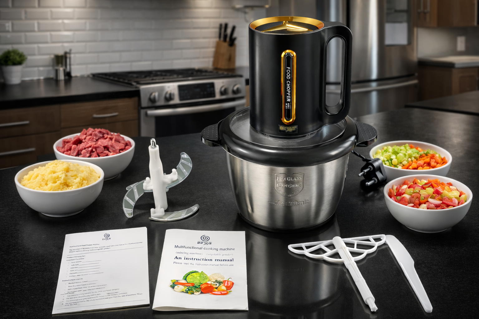 Sirga 3 litre stainless steel food chopper bowl suitable for 3 to 8 people