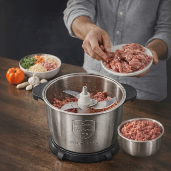 Sirga electric food chopper placed in modern kitchen for daily cooking preparation. Perfect for daily cooking